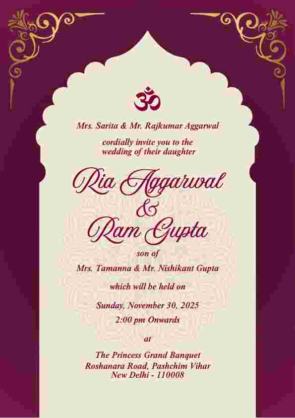 Purple Yellow Festive Wedding Invitation Wedding Page