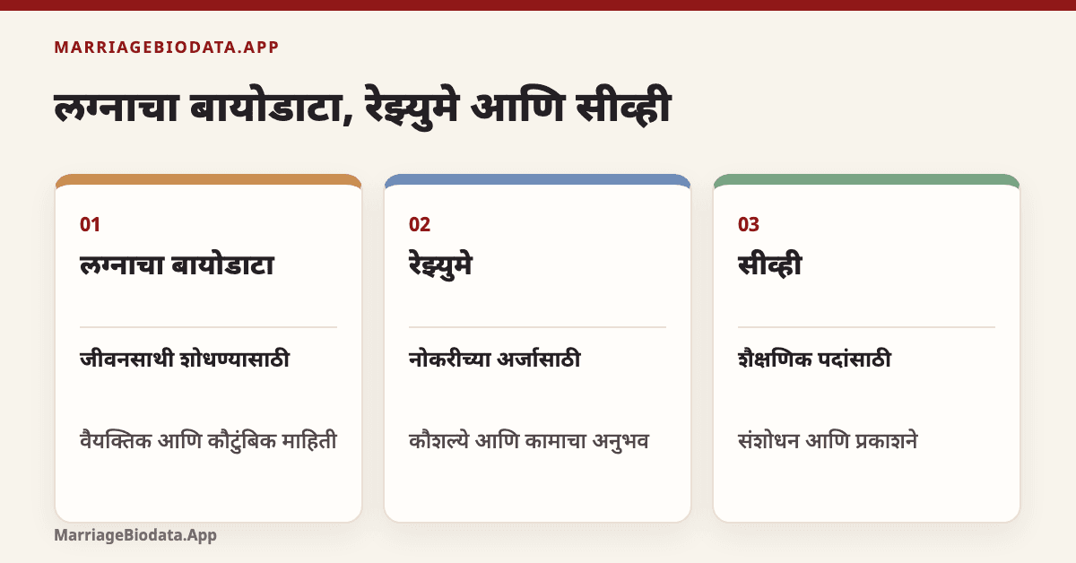 Marriage Biodata, Resume आणि CV मधील मुख्य फरक - [2026 Guide]