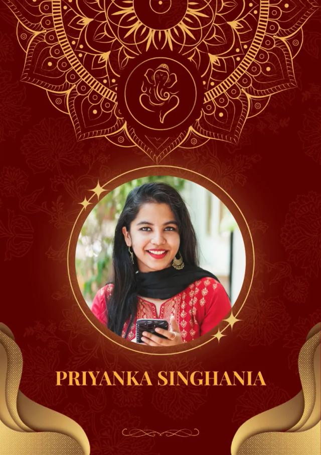 Traditional Indian marriage biodata template with maroon and gold design, mandala pattern, and profile picture placeholder.