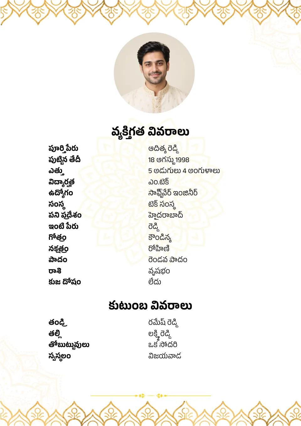 బయోడేటా ఉదాహరణ