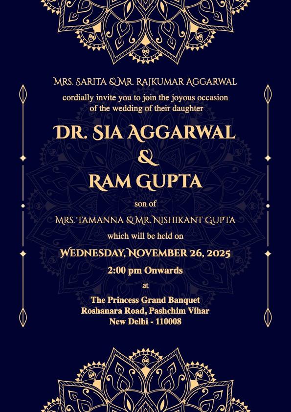 Blue and Gold Wedding Invitation Wedding Page