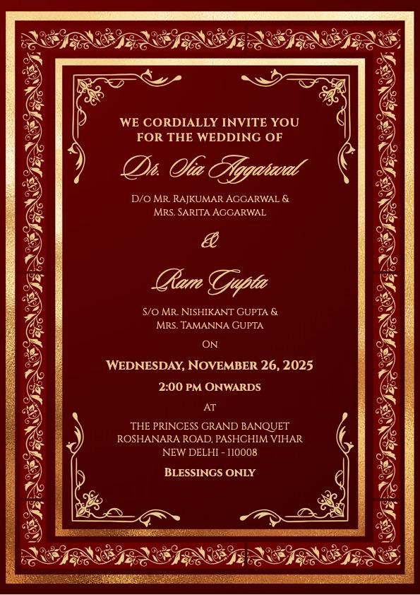 Red and Gold Wedding Invitation Wedding Page