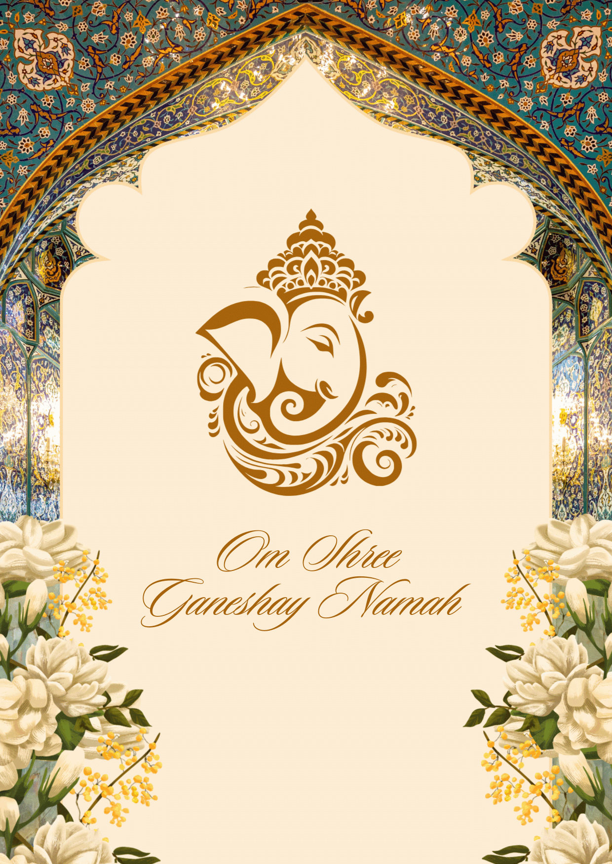 Beige and Gold Wedding Invitation Cover Page