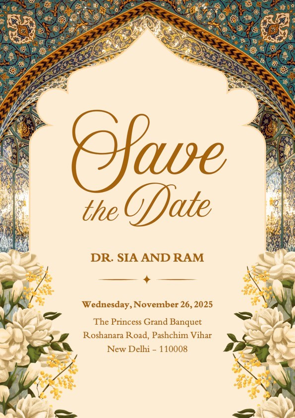 Beige and Gold Wedding Invitation Save the Date Page