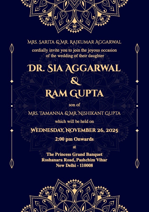 Blue and Gold Wedding Invitation Wedding Page