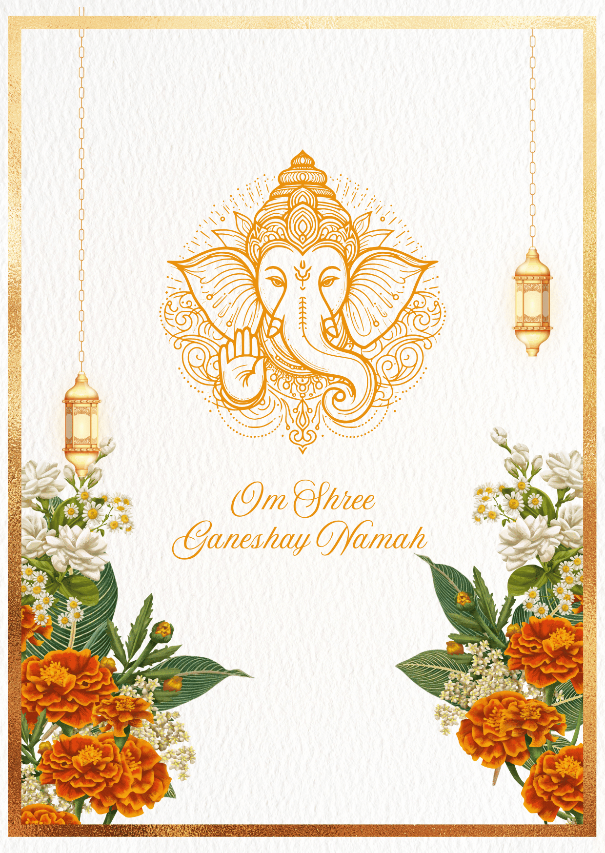 Gold and Orange Wedding Invitation Cover Page