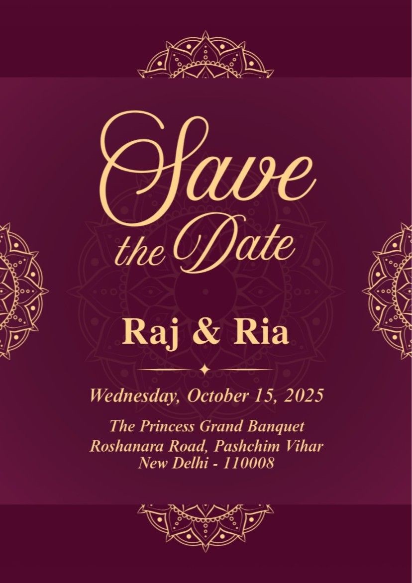 Purple Yellow Festive Wedding Invitation Save the Date Page