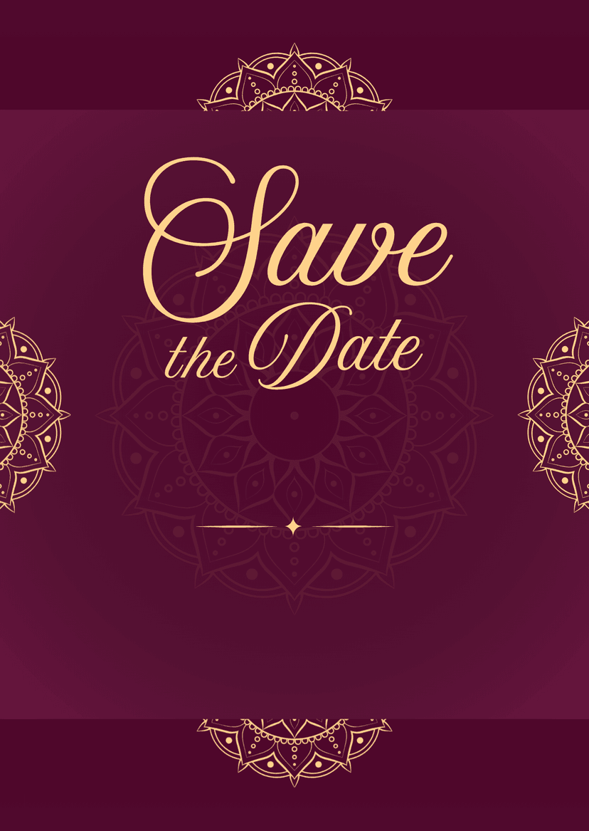Purple Yellow Festive Wedding Invitation Save the Date Page