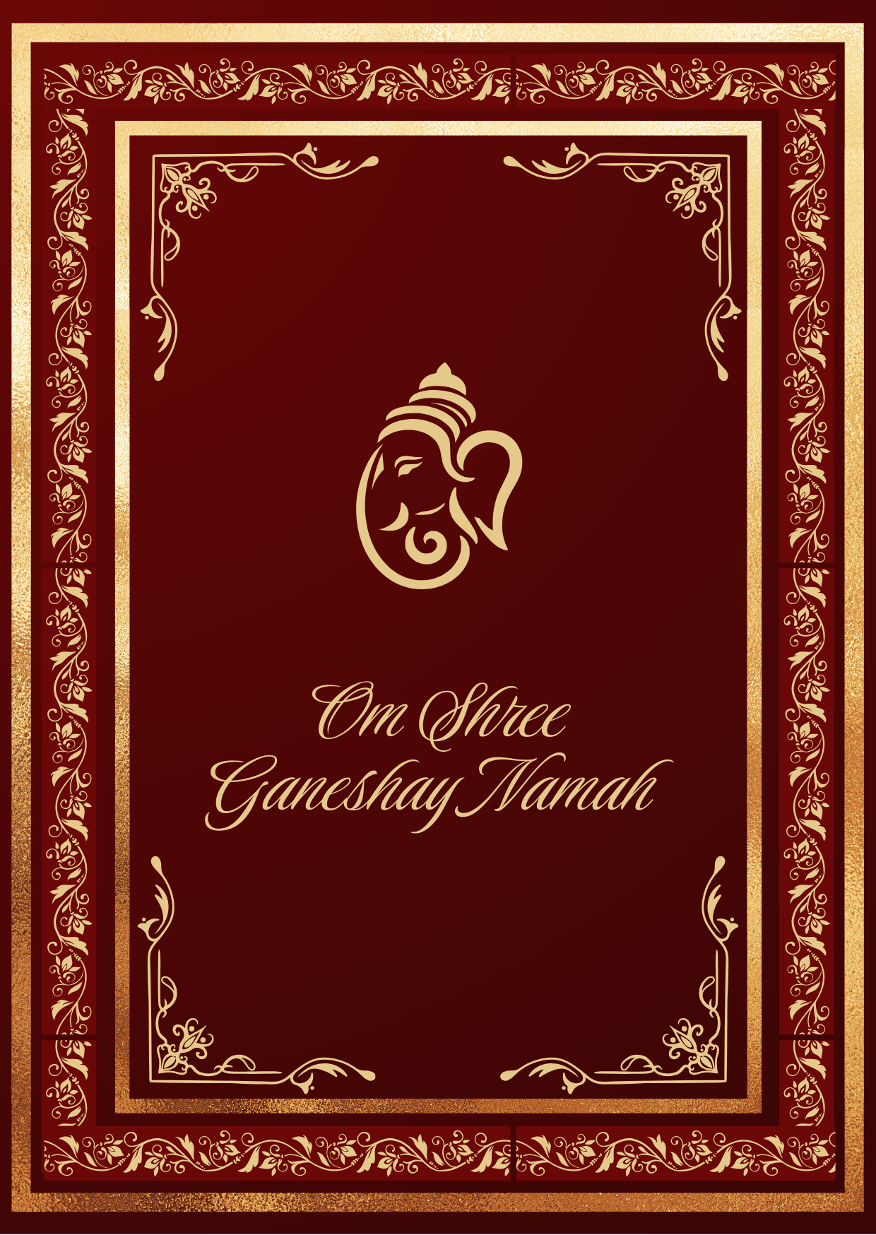 Red and Gold Wedding Invitation Cover Page