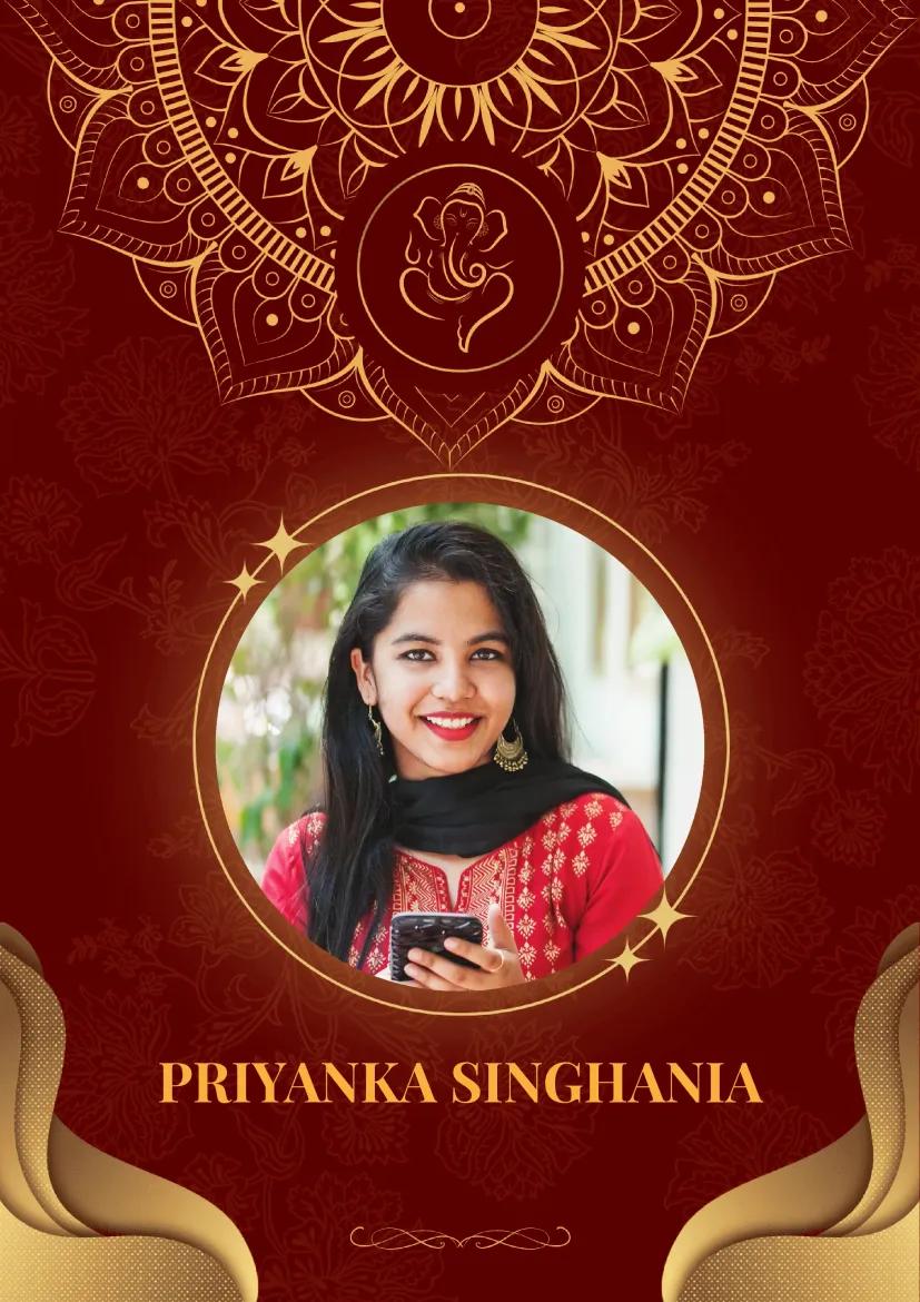 Traditional Indian two-page Ganesh marriage biodata format with maroon and gold mandala design.