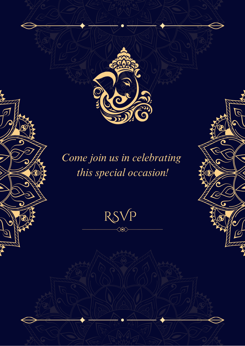 Blue and Gold Wedding Invitation RSVP Page