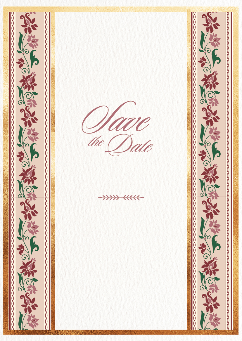 Cream and Pink Wedding Invitation Save the Date Page
