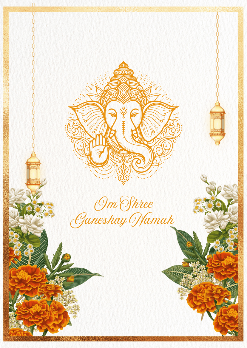 Gold and Orange Wedding Invitation Cover Page