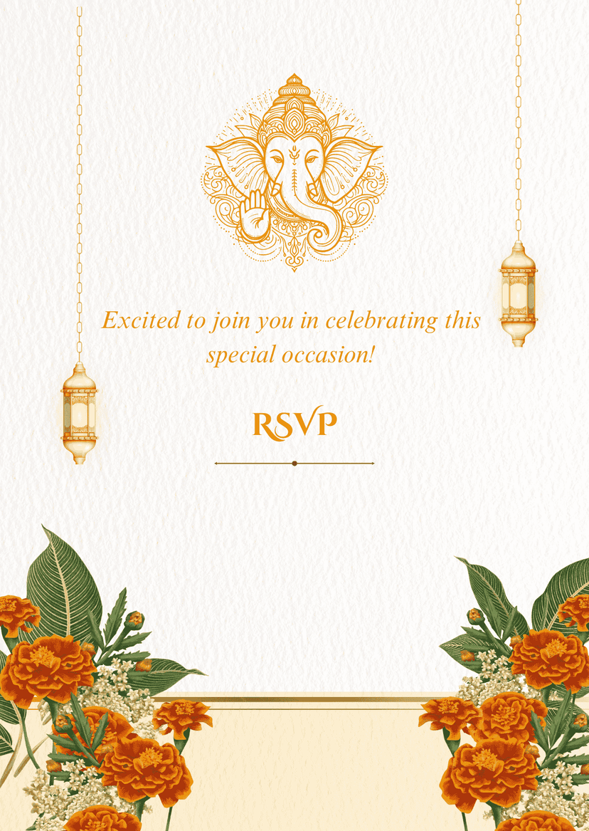 Gold and Orange Wedding Invitation RSVP Page