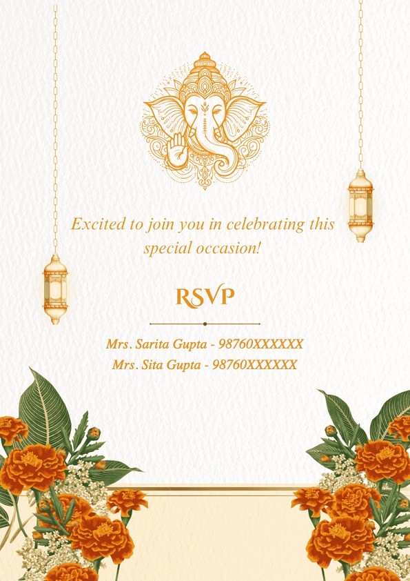 Gold and Orange Wedding Invitation RSVP Page