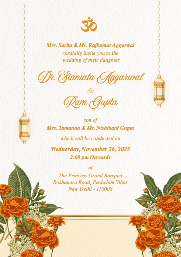 Gold and Orange Wedding Invitation Wedding Page