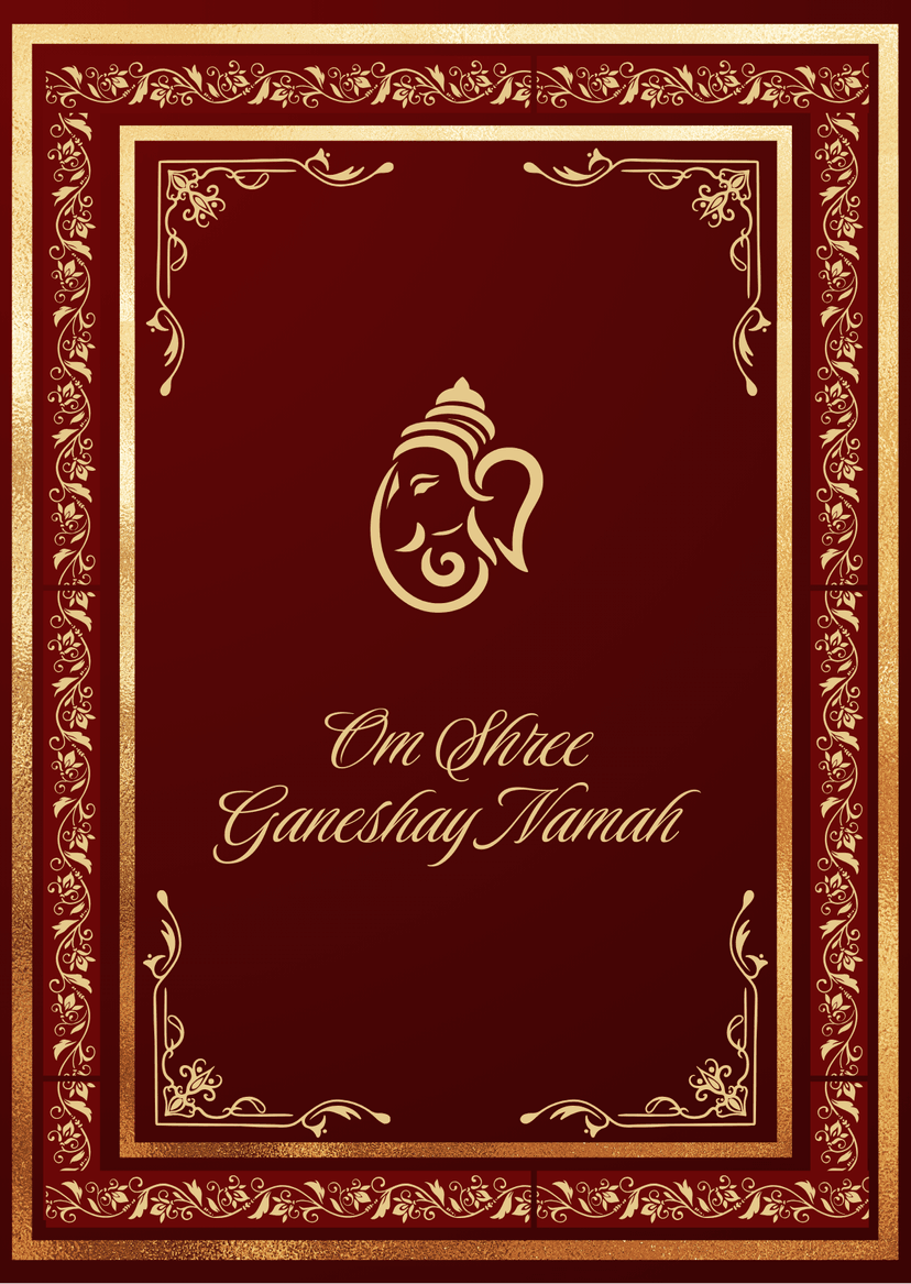 Red and Gold Wedding Invitation Cover Page