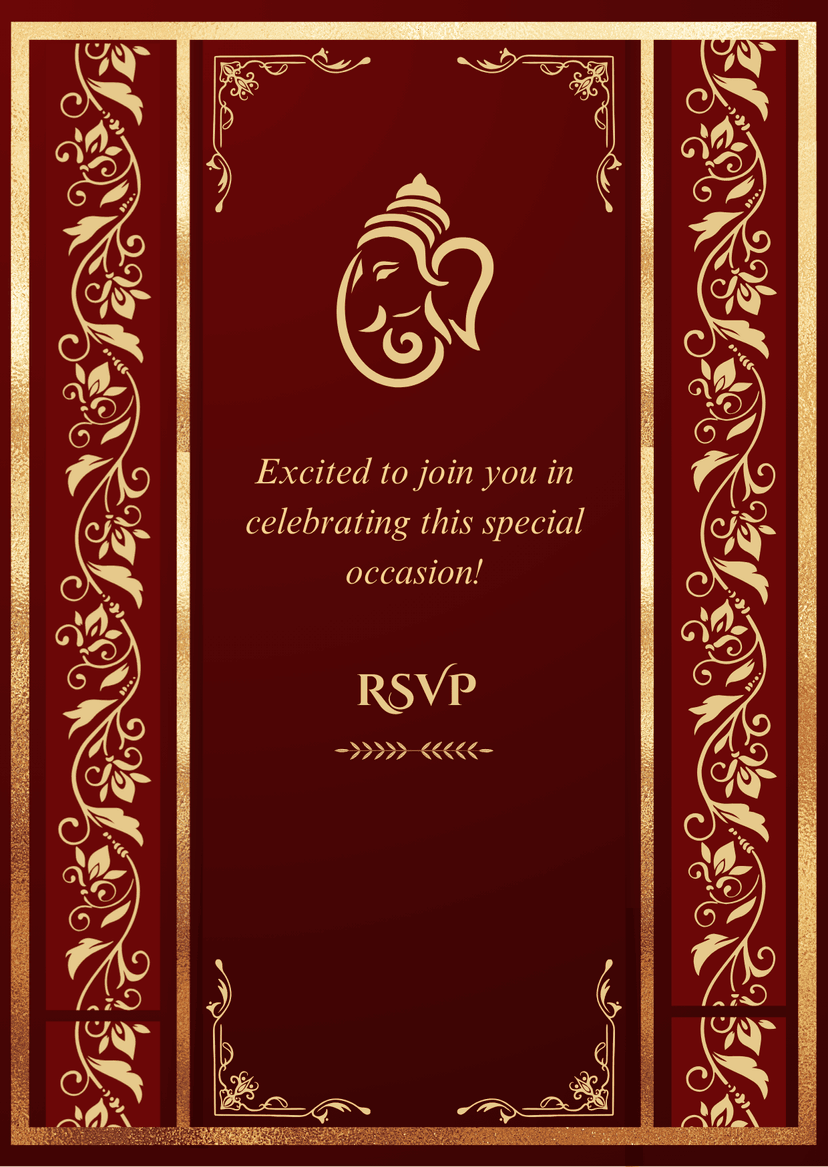 Red and Gold Wedding Invitation RSVP Page