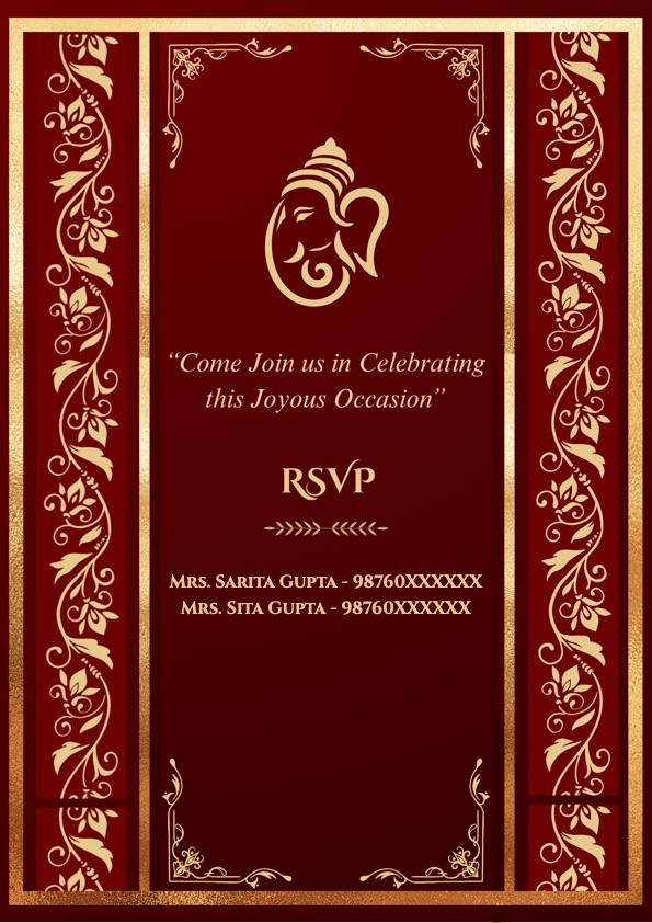 Red and Gold Wedding Invitation RSVP Page